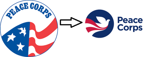 old vs. new Peace Corps logo