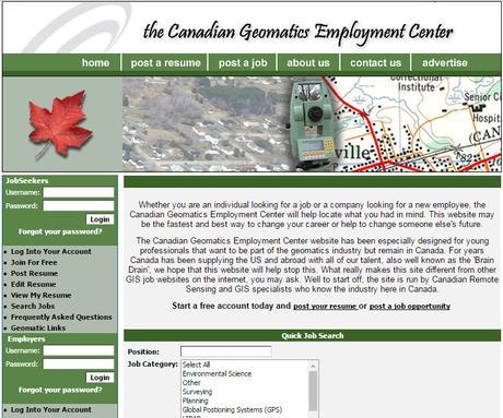 what the GISjobs.ca web site looked like back in 2005