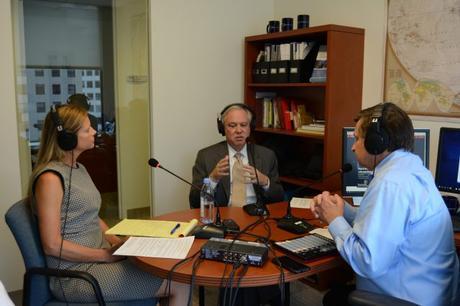 Guest Dr. Kim Holmes (center) with hosts Jennifer Anderson and Ken Jaques. 