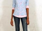 Off-Duty Style Pastel Blue Crotchet Lace Shirt