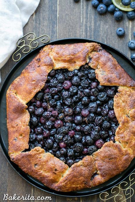 This Blueberry Galette is a delicious dessert that's easier to make than a pie, with the same fruity filling and super flaky crust. This healthier dessert is gluten free, Paleo-friendly, and refined sugar free.