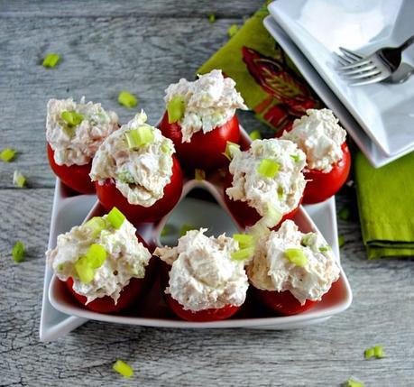 Healthy Holiday Appetizer – Tomatoes Stuffed with Chicken and Goat Cheese