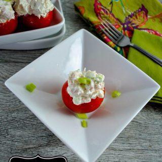 Healthy Holiday Appetizer – Tomatoes Stuffed with Chicken and Goat Cheese