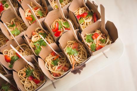 Spicy Peanut Butter Noodles In Chinese Take Out Containers