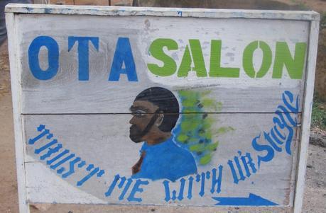 Ugandan hair salon sign