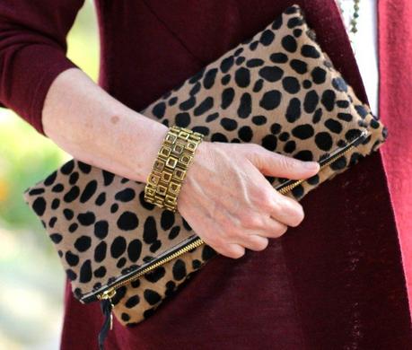 Clare V leopard clutch