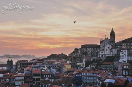 foggy sunset over Porto