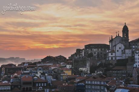 foggy sunset over Porto