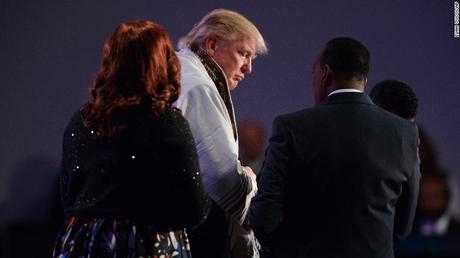Trump in church in a tallit