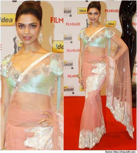 DeEpika Padukon in saree and Bun