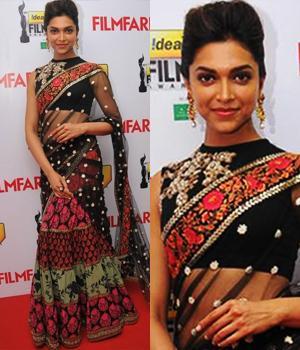 Deepika-Padukone in black lahenga saree 