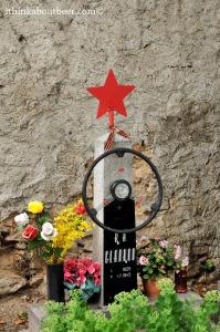 The grave of a Soviet Army Driver who died at the tale end of WWII buried at the Sedlec Ossuary/Kutna Hora Cemetary