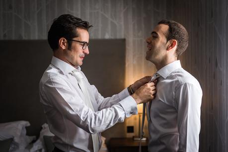 an usher and groom at the Wood Norton Hotel 