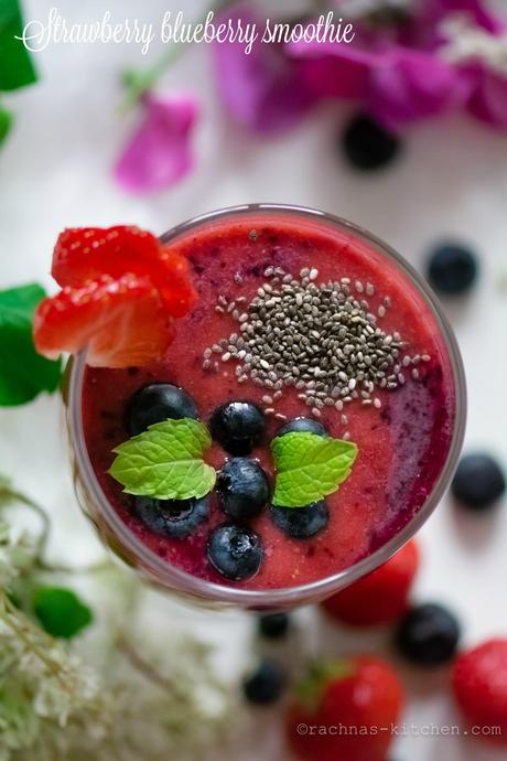 Strawberry Blueberry Smoothie Recipe(Vegan)