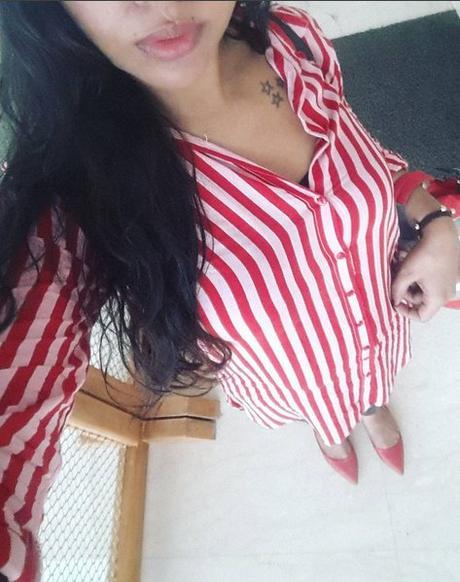 Red and Pink Striped Shirt Dress!!