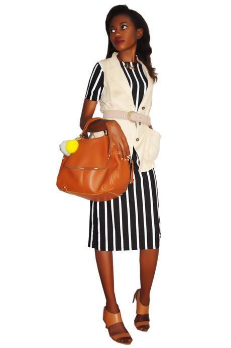 Work Style // Two Ways to Wear a Romwe Vertical Stripe Dress