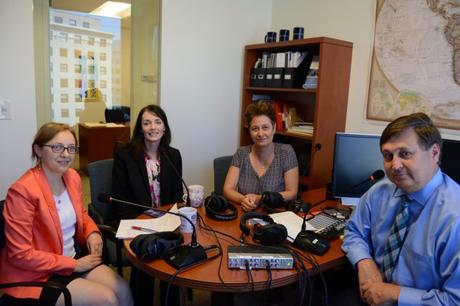 Podcast guests Carmen Stanila (far left) and Camelia Bulat (second right) with hosts Ken Jaques and Julie Johnson