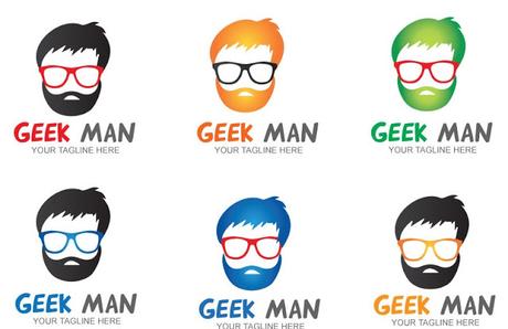 Download Nerd Geek Man Logo Template PSD Free