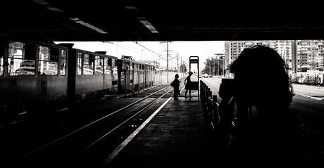 Tram stop in Novi Beograd.