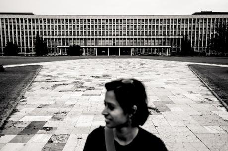 Doing a #SorryAnton portrait of Charlene in front of the Palace of Serbia