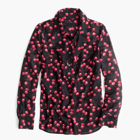 J.Crew silk-cotton shirt in cherry print