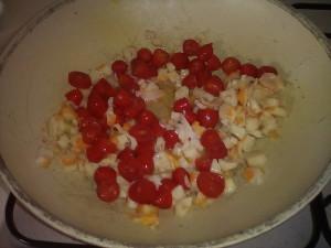 Gnocchi con polpa di granchio e gamberetti. Potato dumplings with crab meat and shrimp