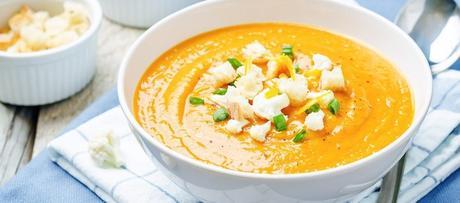 paleo soup recipes sweet potato cauliflower soup recipe featured image