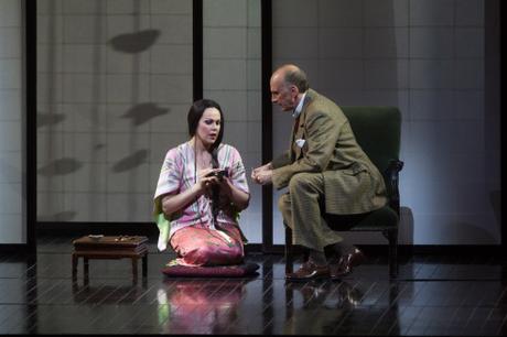 Cio-Cio-San (Opolais) speaking with Consul Sharlpess (Dwayne Croft) in Act II of Madama Butterfly