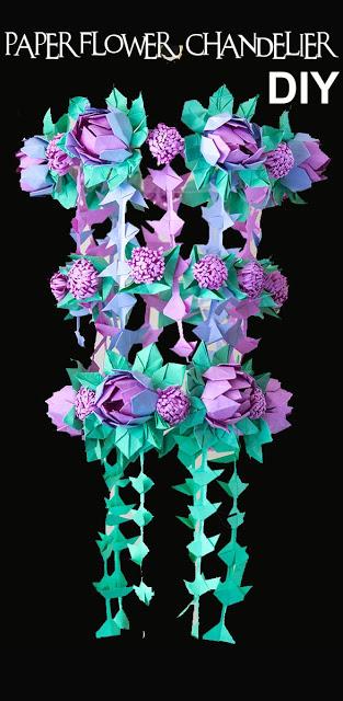 DIY Paper Flower Chandelier using Origami Techniques Heidi Swapp inspired