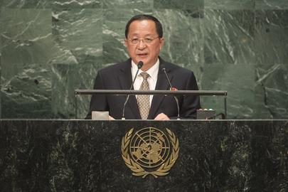 DPRK Foreign Minister Ri Yong Ho addresses the UN General Assembly in New York on September 23, 2016 (Photo: UN).