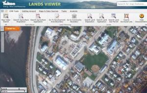 Yukon Lands Viewer showing Satellite Imagery ofDawson City