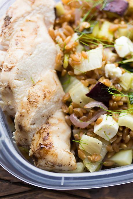Mediterranean Farro Chicken Lunch Bowl Recipe Mediterranean Farro Chicken Lunch Bowl Recipe, make a big batch on the weekend and you'll have 4 work lunches ready