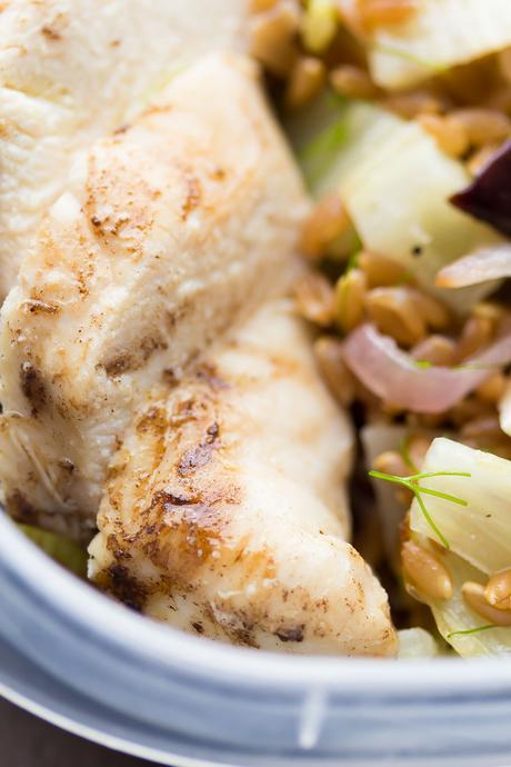 Mediterranean Farro Chicken Lunch Bowl Recipe Mediterranean Farro Chicken Lunch Bowl Recipe, make a big batch on the weekend and you'll have 4 work lunches ready