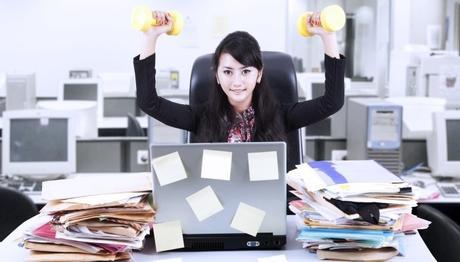 woman working out at the office