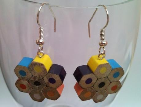 Coloured Pencils Recycled Into Earrings