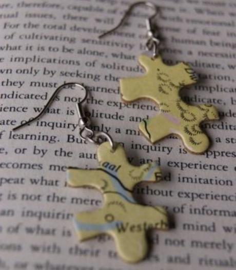 Puzzle Pieces Recycled Into Earrings