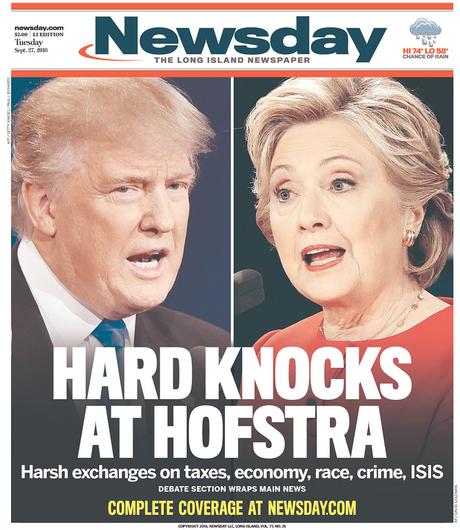 The Presidential Debate on the Front Pages of US newspapers