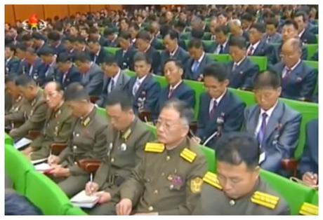 People's Security officers and provincial prospecting bureau officials take notes during the meeting (Photo: Korean Central Television).