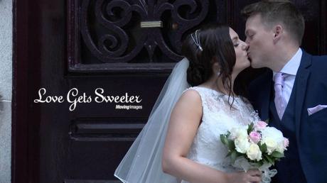 bride and groom kiss outside doors at The racquet club liverpool