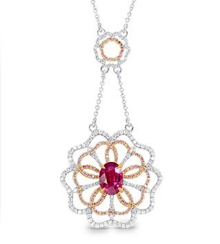 Leibish & Co. - Ruby and Pink Diamond Flower Necklace (Image:  Courtesy of Leibish & Co.)