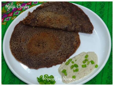 Breakfast&Snacks, Dosa/Cheela, Indian Bread, It  is an excellent combination of Ragi, oat, and semolina which makes this a healthy snack recipe. Finger Millet is the rich source of Calcium, Iron, Amino acids. Ragi (Mandua) Cheela is an excellent way to Include Ragi in our Diet.  Ragi,Breakfast&Snacks, Dosa/Cheela, Snacks, South Indian Recipes, South Indian., veg,