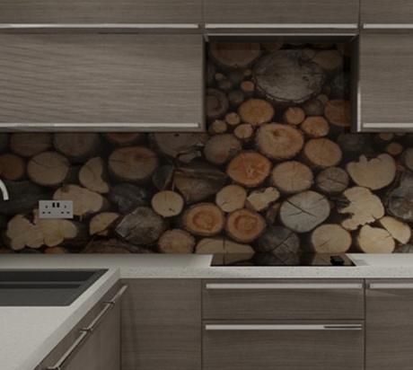 Kitchen Splash Back Made With Logs