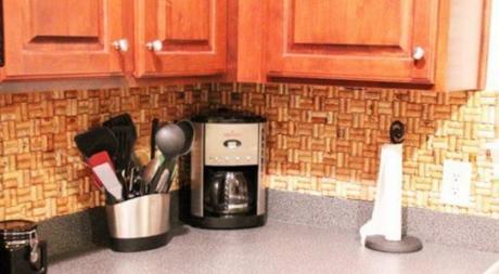 Kitchen Splash Back Made From Corks