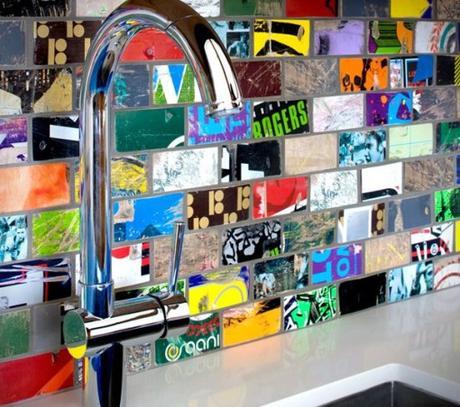 Kitchen Splash Back Made From Skate Boards 