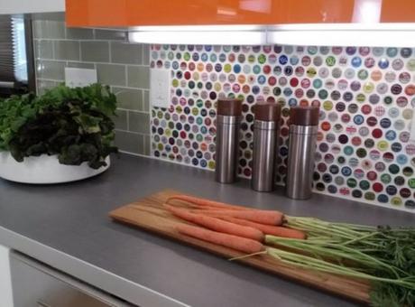 Kitchen Splash Back Made Bottle Tops