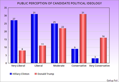 Public Perception Of Political Ideology Of Clinton & Trump