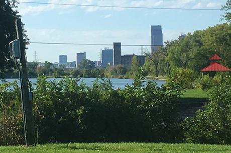 Iowa across Carter Lake - Omaha Marathon