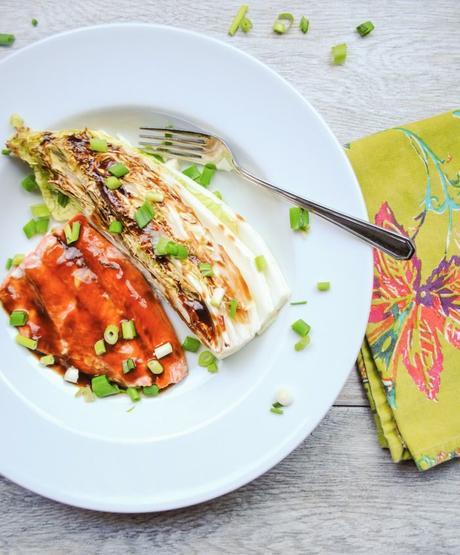 Asian Salmon Sheet Pan Meal with Napa Cabbage