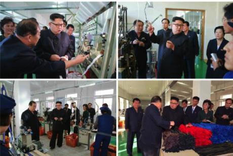 Kim Jong Un tours the Mangyo'ngdae Revolutionary Site Souvenir Factory (Photos: Rodong Sinmun/KCNA).