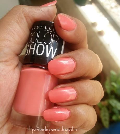 Maybelline Color Show nail enamel- Coral Craze Review, swatches